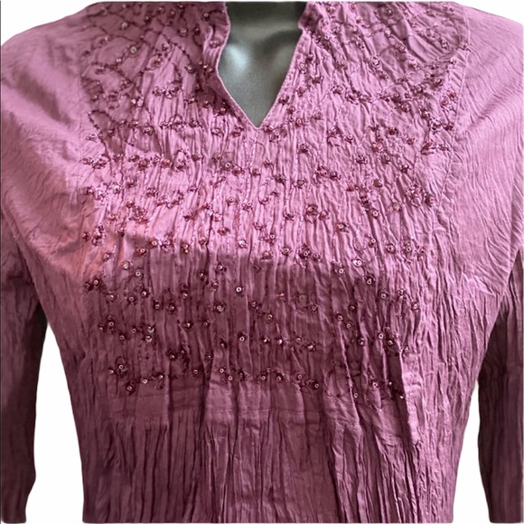 Greater Good Purple Beaded Blouse Sz Small - Picture 3 of 6